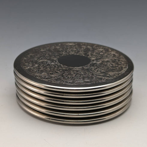 Set of 6 vintage silver-plated coasters